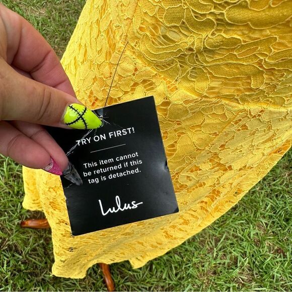 NWT Lulu’s bumble bee yellow one wish lace midi dress formal Sz M - Picture 7 of 10